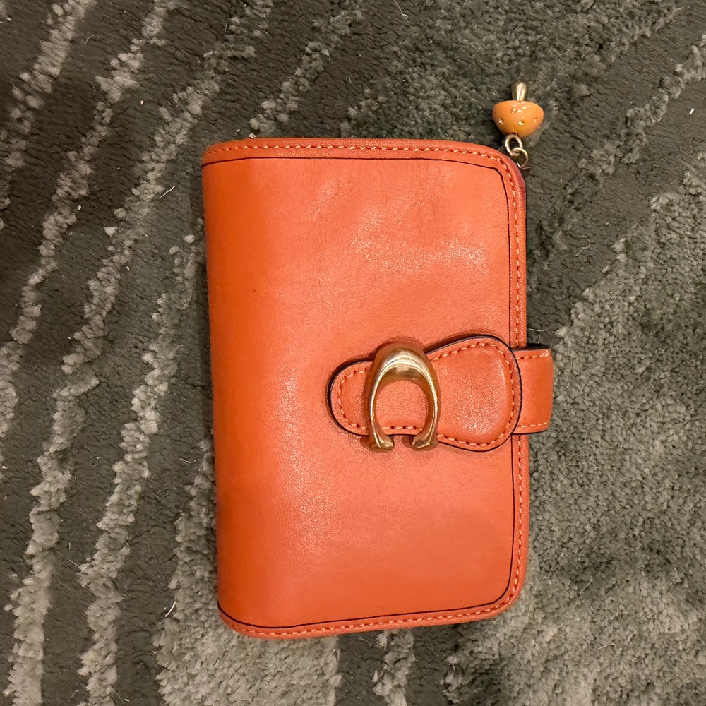Coach Tabby Wallet in Rust Orage w/ Mushroom Charm